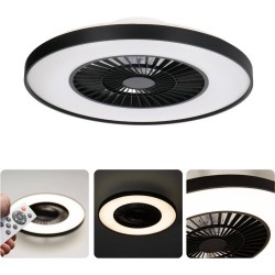 Premium LED Plafondventilator met verlichting 60 cm - Dimbaar met afstandbediening - Zwart